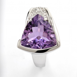 Silver, Amethyst and Zircon Ring