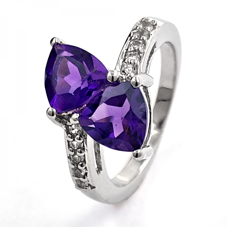 Silver, Amethyst and Topaz Ring