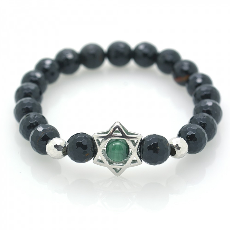 Bracciale in Tormalina e Malachite con 925 Argento Sterlina Stella