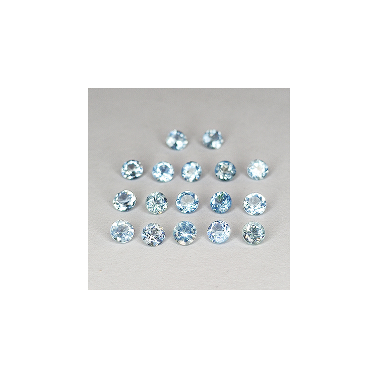 1,03ct Aguamarina Talla Redonda 2,5-2,6mm 17pz