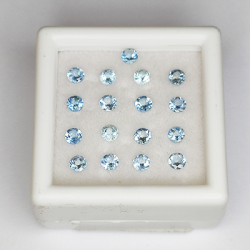 1.03ct Aquamarine Round Cut 2.5-2.6mm 17pcs