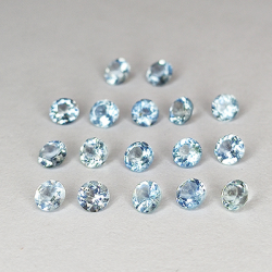 1.03ct Aquamarine Round Cut 2.5-2.6mm 17pcs