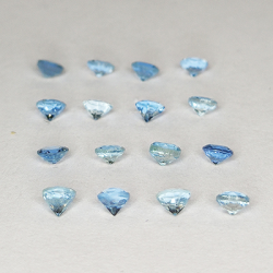 1ct Aquamarine Round Cut 2.5-2.6mm 16pcs