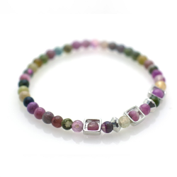 Tourmaline & 925 Sterling Silver Square Bracelet