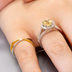 Citrine, Diamonds and 925 Silver Ring