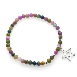 Tourmaline & 925 Sterling Silver Pentagram Bracelet