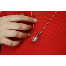 Zircons and 925 Silver Snowflake Pendant