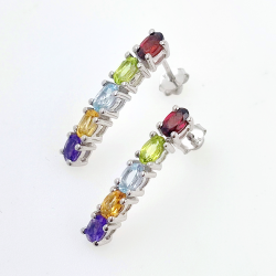 Multigem and 925 Sterling Silver Earrings