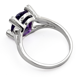 Rhodium-plated 925 Silver Ring with Amethyst