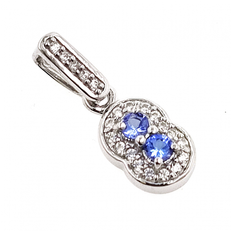 Pendentif Tanzanite et Zircon en argent 925 rhodié