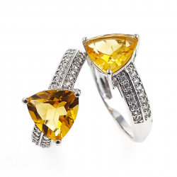 Bague Citrine et Zircon Argent 925 rhodié