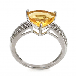 Bague Citrine et Zircon Argent 925 rhodié