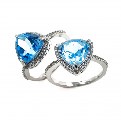 Topaz and Zircon Ring in Rhodium Plated 925 Silver