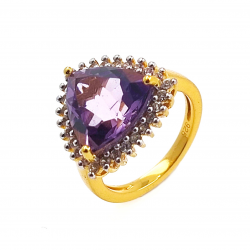 Bague Plaquée Argent 925 Avec Zircon Et Améthyste - Taille 54 (7) - Marque Coquelicot Et Coccinelle