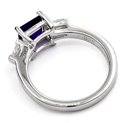 copy of Rhodinierter Ring aus 925er Silber mit Amethyst und Zirkon