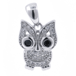 Pendentif hibou avec zircons et argent 925