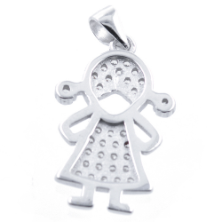 Girl Pendant with Zirconia and 925 Silver