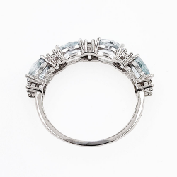 Bague en argent 925 rhodié et aigue-marine