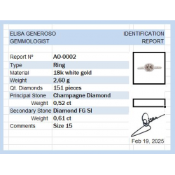 Champagnerfarbener Diamant (0,52 ct) + weißer Diamant (0,61 ct) in Gold