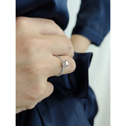 Anello in oro con diamante champagne di 0,52 carati + diamante bianco di 0,61 carati