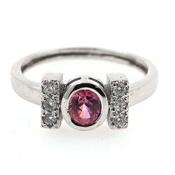 Goldring mit Padparadscha No Heat Sri Lanka Sapphire und Diamanten