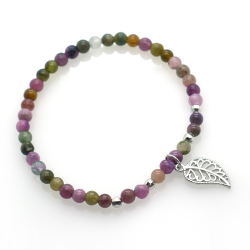 Tourmaline & 925 Sterling Silver Leaf Bracelet