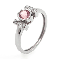 Anello d'oro con zaffiro Padparadscha No Heat e diamanti dello Sri Lank