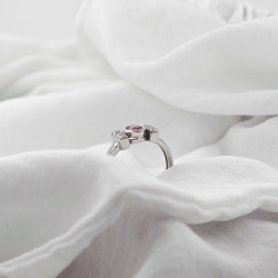 Anillo de oro con zafiro Padparadscha No Heat de Sri Lanka y diamante