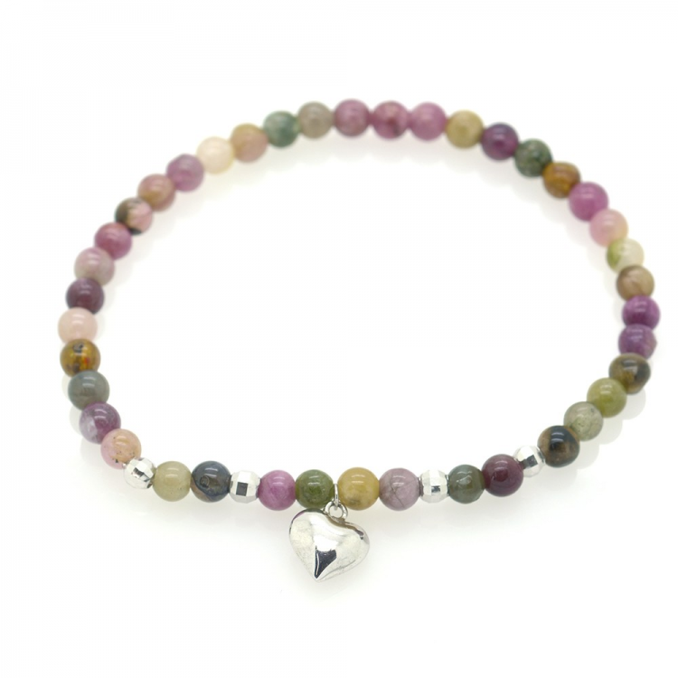 Tourmaline & 925 Sterling Silver Heart Bracelet