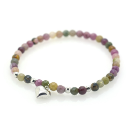 Tourmaline & 925 Sterling Silver Heart Bracelet