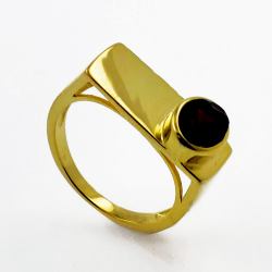 Yellow gold plated 925 sterling silver and gemstone ring