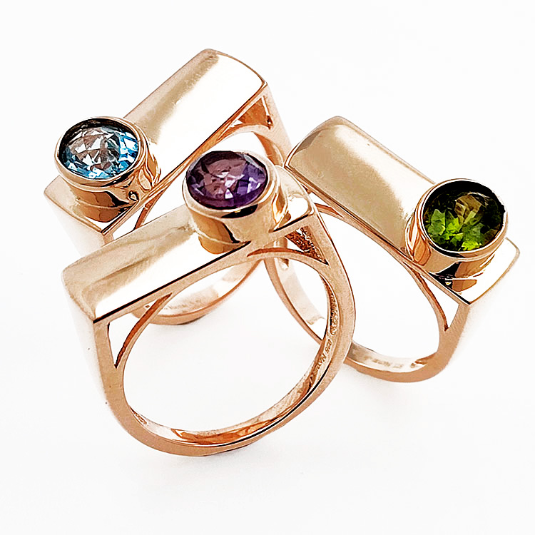 Rose gold plated 925 Sterling silver and gemstone ring