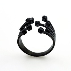 Black rhodium plated topaz and sterling silver 925 ring