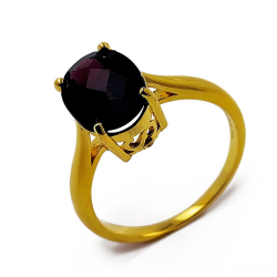 Garnet ring in 925 sterling silver rhodium plated, black rhodium, yellow gold or rose gold.