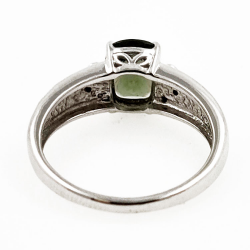 Bague en Moldavite et topaze blanche en argent 925 rhodié