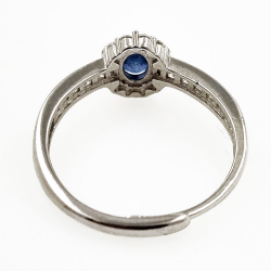 Sapphire ring with zirconia Rhodium plated silver 925