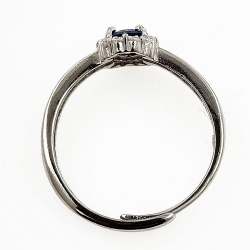 Sapphire ring with zirconia Rhodium plated silver 925