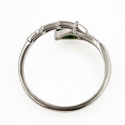 Chromodiopside ring with zirconia in 925 Sterling silver with rhodium plating