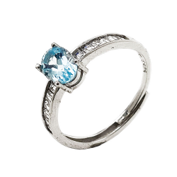 Topaz ring with zirconia in 925 sterling silver with rhodium plating