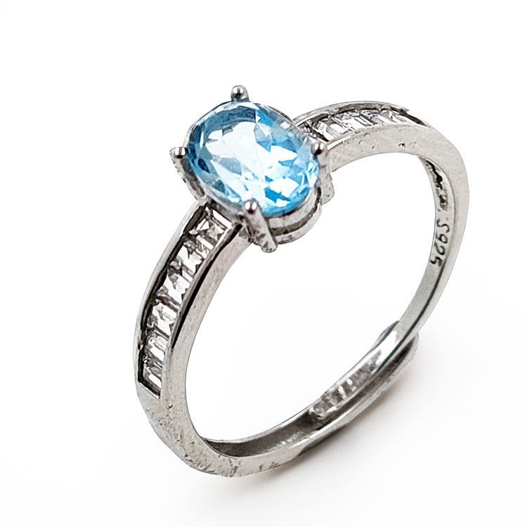 Topaz ring with zirconia in 925 sterling silver with rhodium plating
