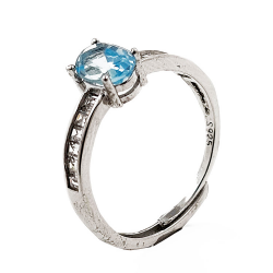 Topaz ring with zirconia in 925 sterling silver with rhodium plating