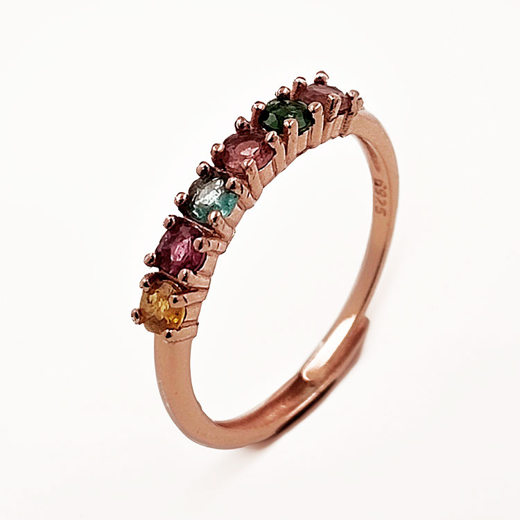 Tourmaline ring in rose gold plated 925 silver