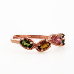 Anello con tormalina in argento sterling 925 placcato oro rosa