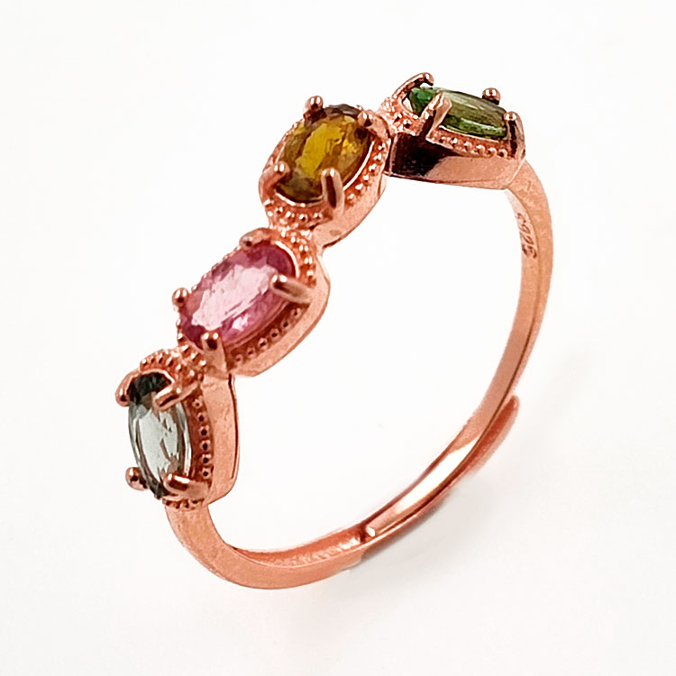 Tourmaline ring in rose gold plated 925 silver