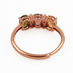 Tourmaline ring with zirconia in 925 sterling silver rose gold plated