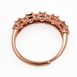 Tourmaline ring with zirconia in 925 sterling silver rose gold plated