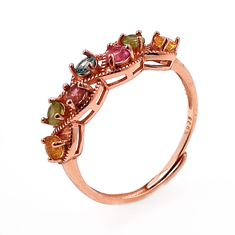 Tourmaline ring in rose gold plated 925 silver