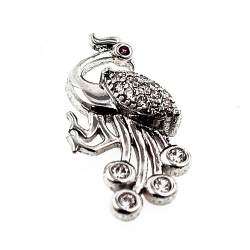 Peacock pendant with zircons and ruby in 925 Sterling Silver