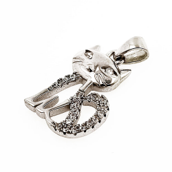 Pendentif chat en zircon en argent 925