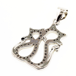 Pendentif en argent 925 avec 2 zircons de chat